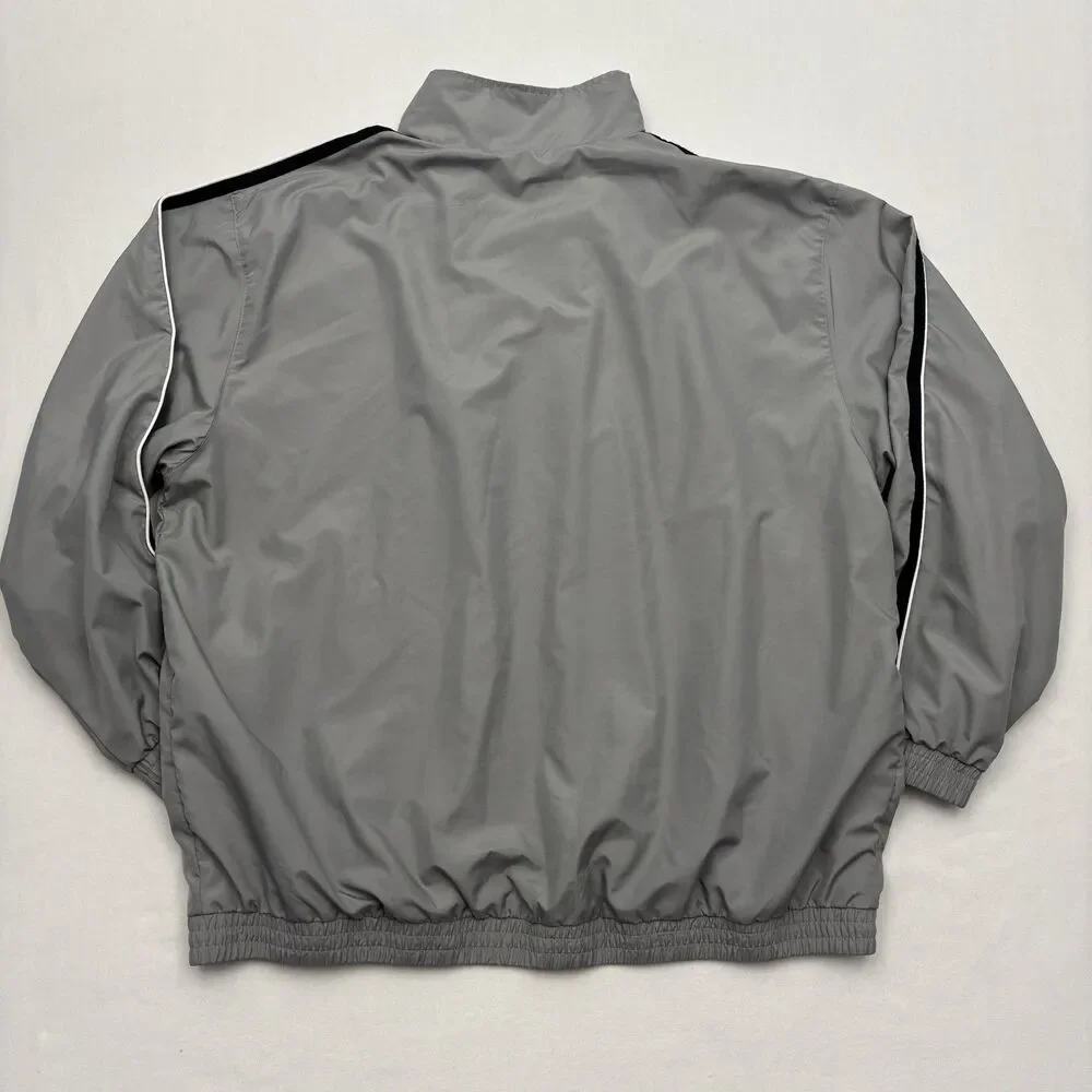 Vintage Y2K Reebok Gray Track Jacket Windbreaker Striped Mens XL Streetwear